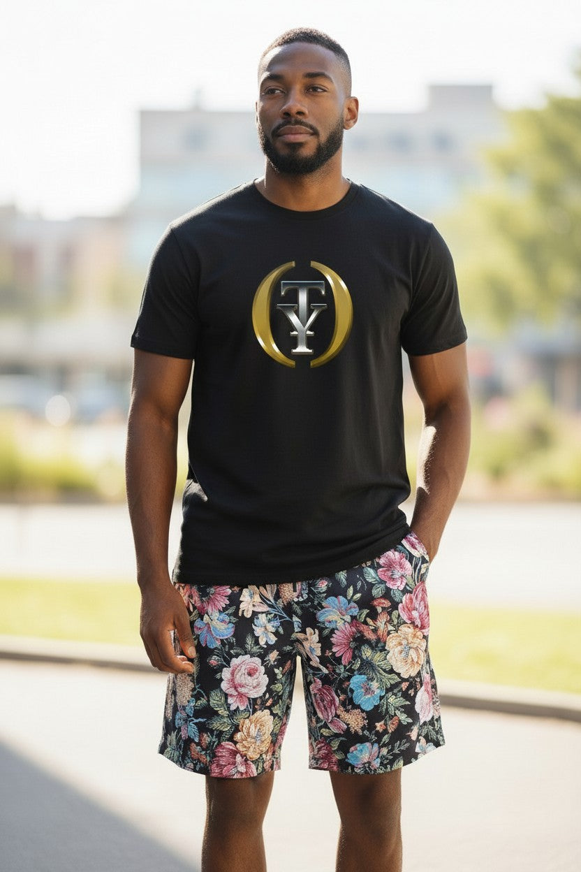 Black Floral Shorts