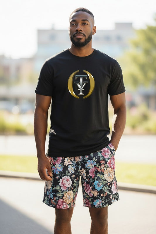 Black Floral Shorts