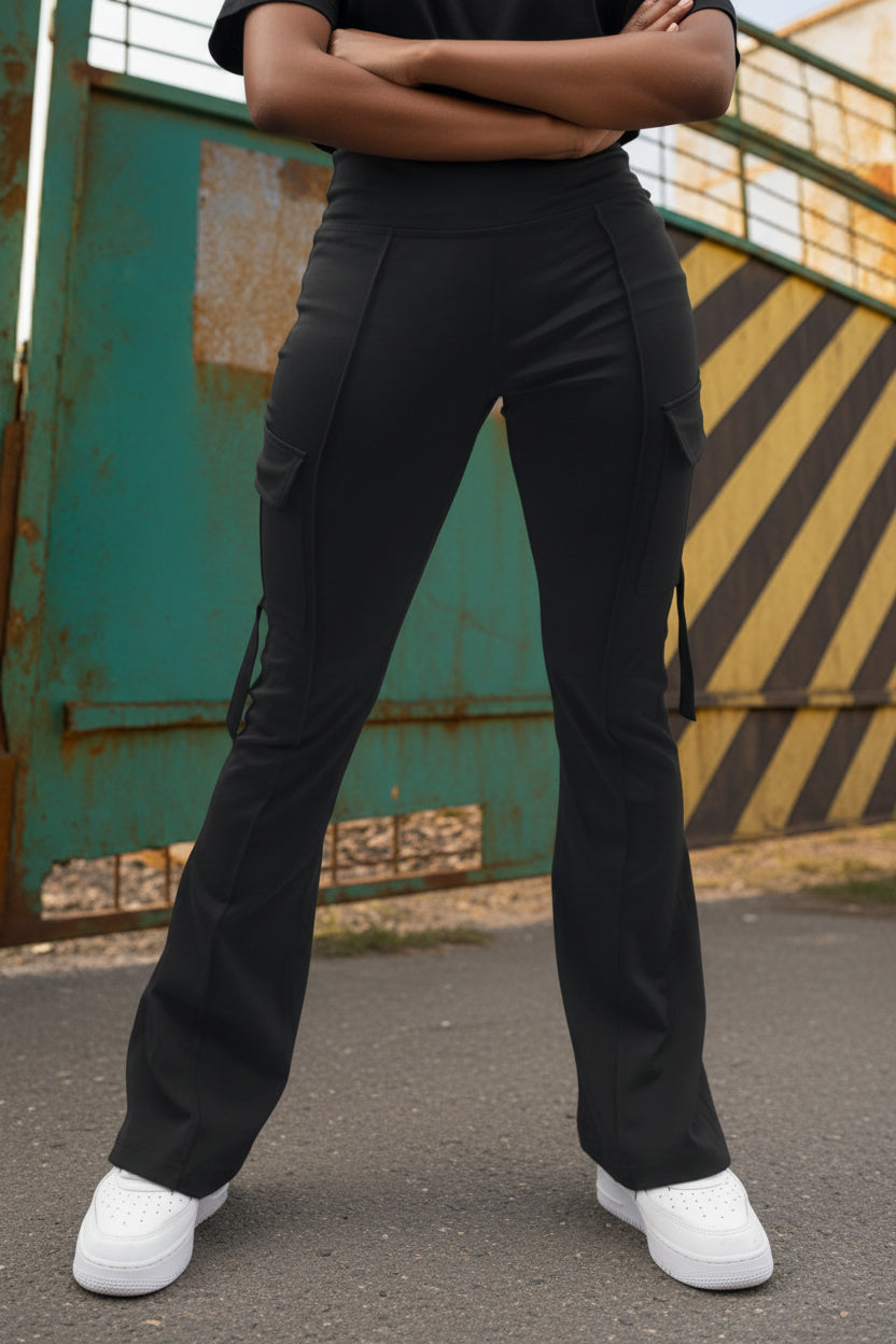 Yahudah Black Spandex Cargo