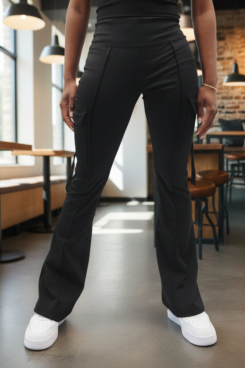 Yahudah Black Spandex Cargo