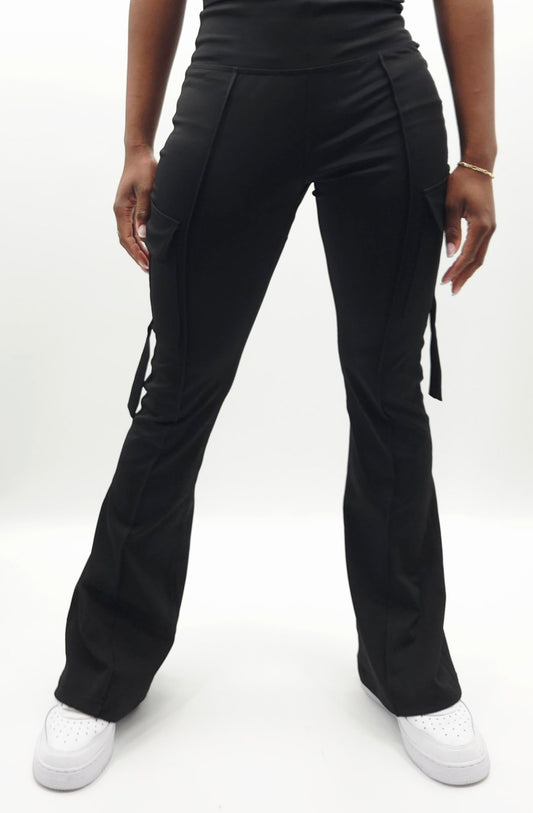 Yahudah Black Spandex Cargo