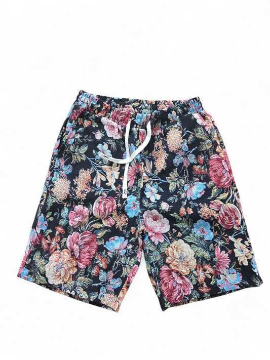 Black Floral Jorts