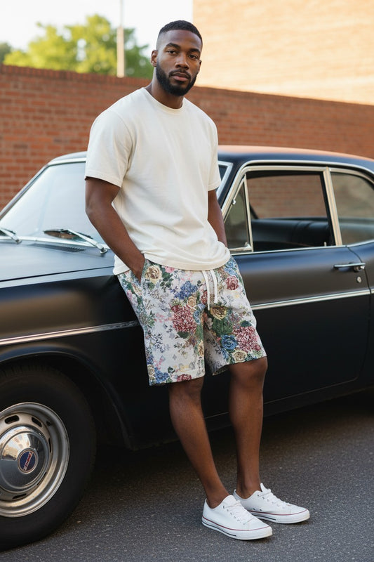 Floral Beige Shorts